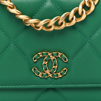 Chanel Lambskin Quilted Chanel 19 Wallet On Chain WOC Green 9 of 13