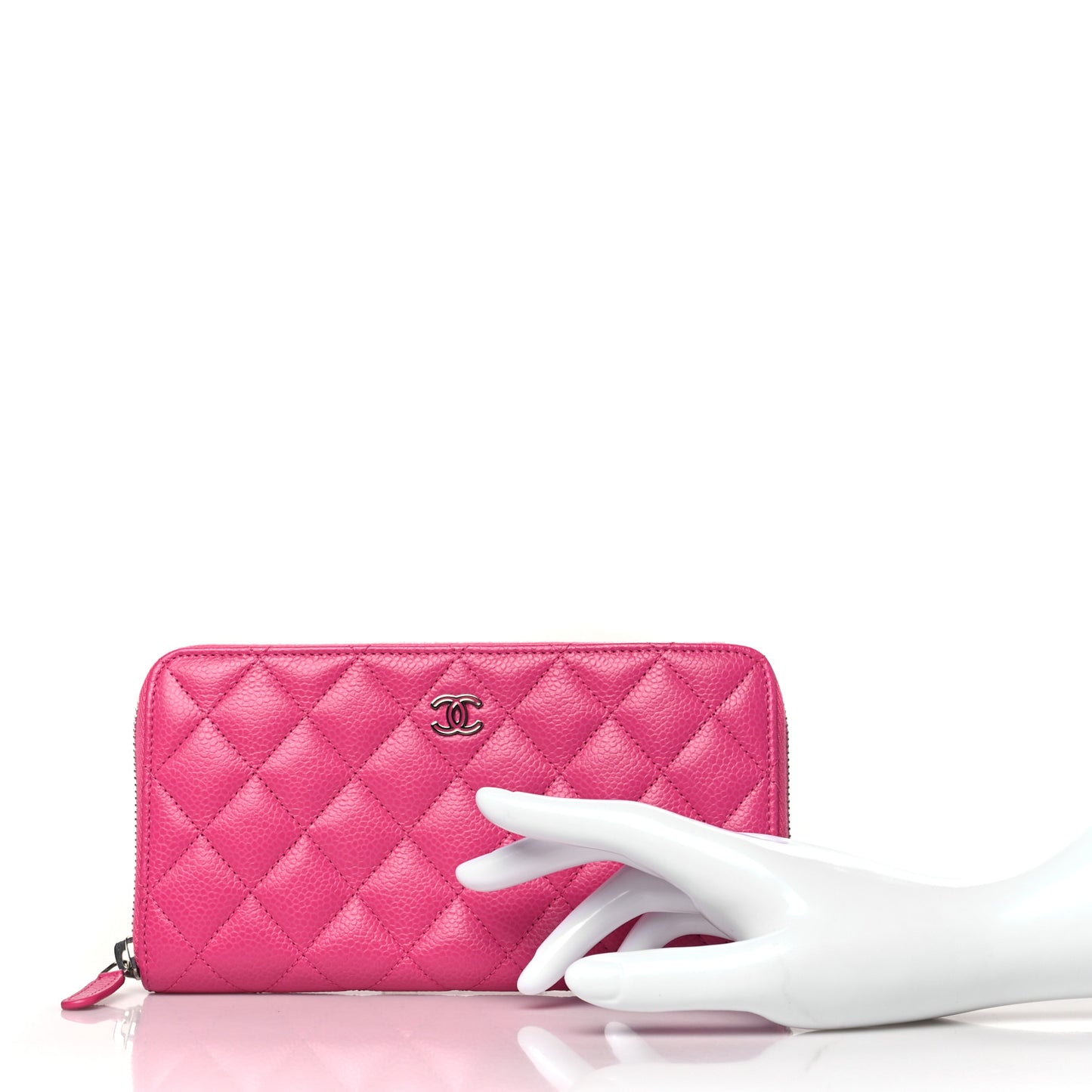 Caviar Quilted Large Gusset Zip Around Wallet Pink