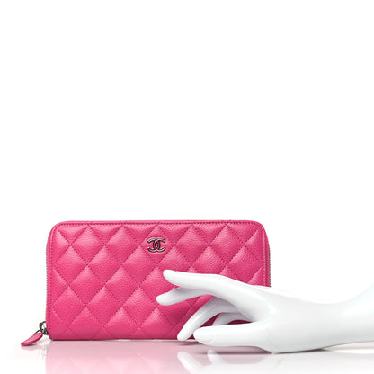 Chanel Caviar Quilted Large Gusset Zip Around Wallet Pink 2 of 9