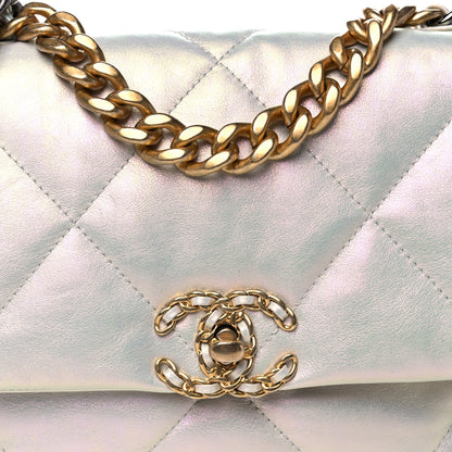 Chanel Iridescent Calfskin Quilted Medium Chanel 19 Flap White 8 of 12