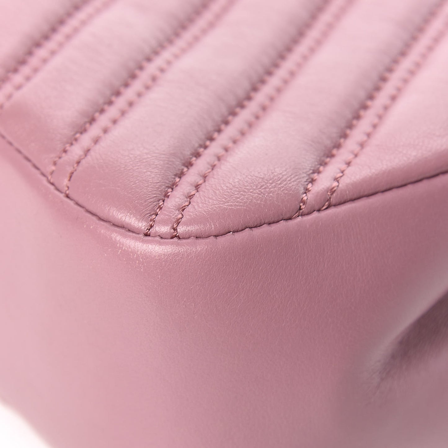 Lambskin Chevron Double Stitch Medium Single Flap Pink