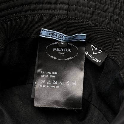 Prada Re-Nylon Metal Triangle Logo Womens Bucket Hat M Black 8 of 8