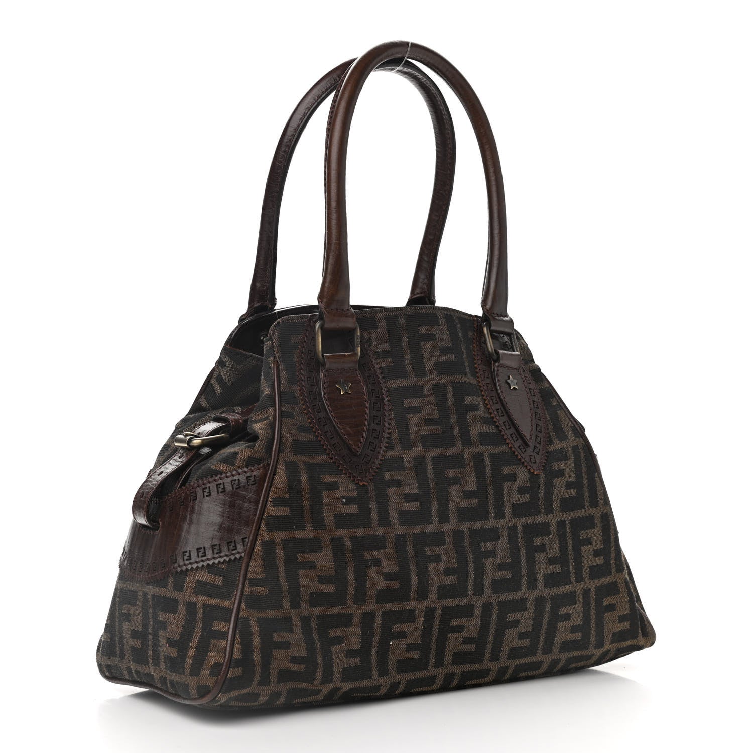 Fendi Zucca Snakeskin Squirrel Small Bag De Jour Tobacco 910204