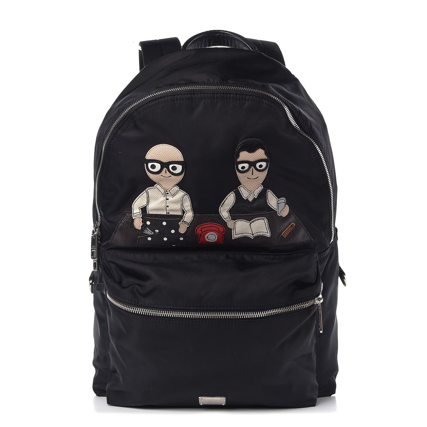 Nylon Family Patch Backpack Black