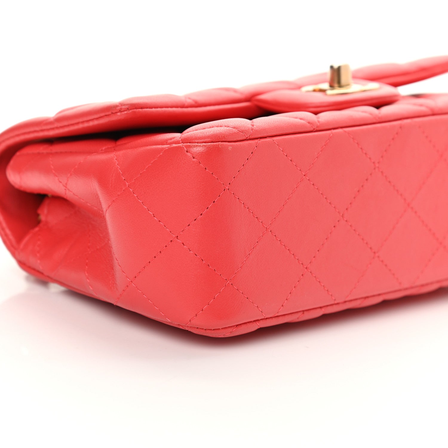 Chanel Lambskin Quilted Mini Rectangular Flap Red 9 of 13