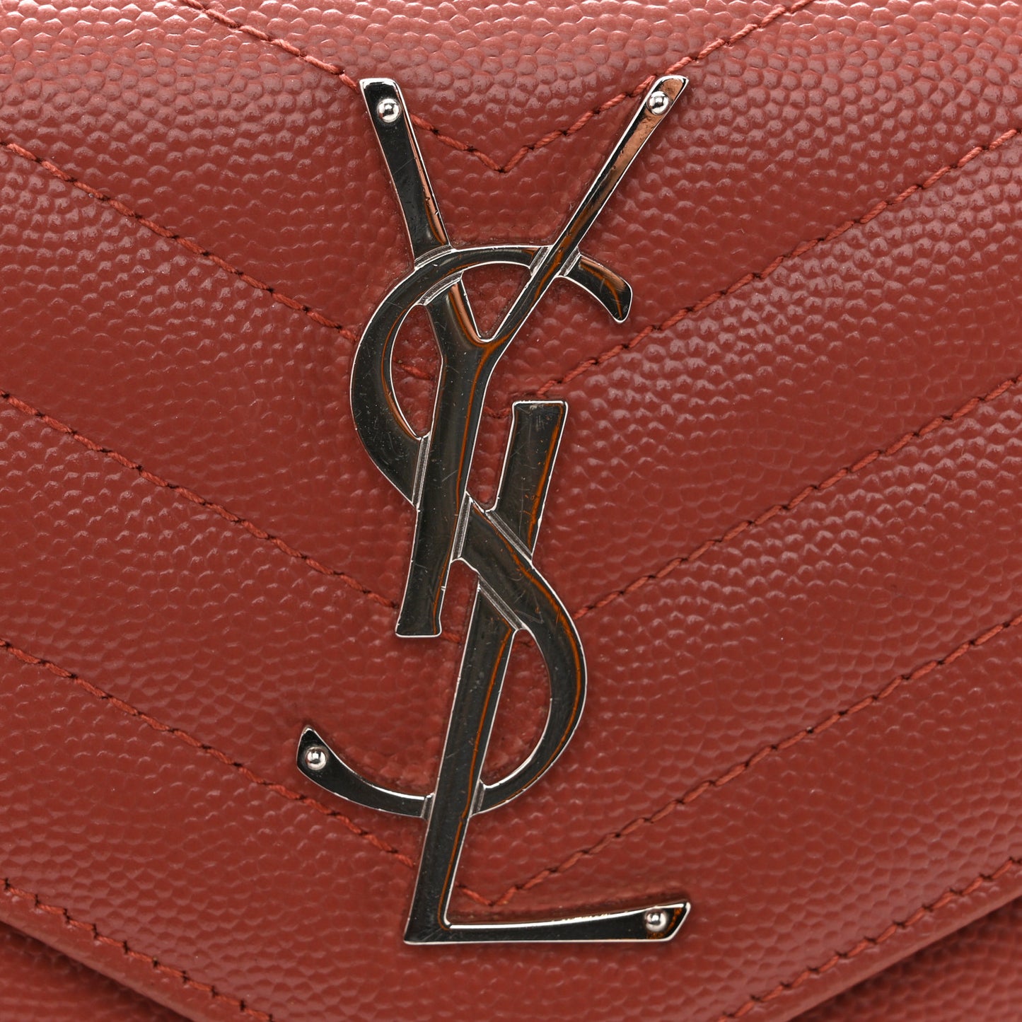 Grain De Poudre Matelasse Chevron Small Monogram Chain Wallet Blush Fonce