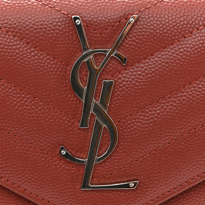 Saint Laurent Grain De Poudre Matelasse Chevron Small Monogram Chain Wallet Blush Fonce 11 of 11