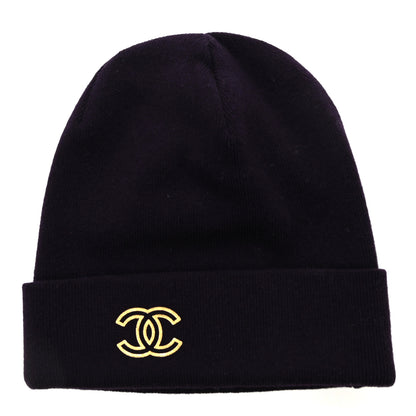 Chanel Cashmere CC Beanie Hat Purple Gold 1 of 5