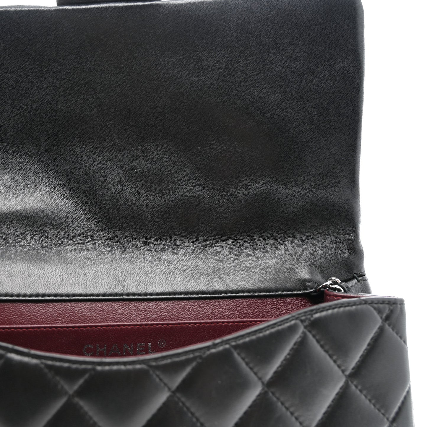 Lambskin Quilted Clutch With Chain Flap Black