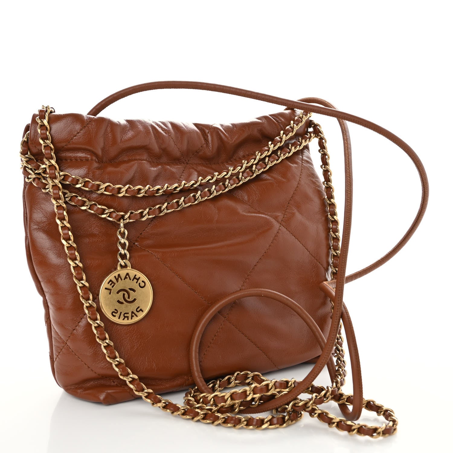 Chanel Shiny Calfskin Quilted Mini Chanel 22 Light Brown 3 of 11