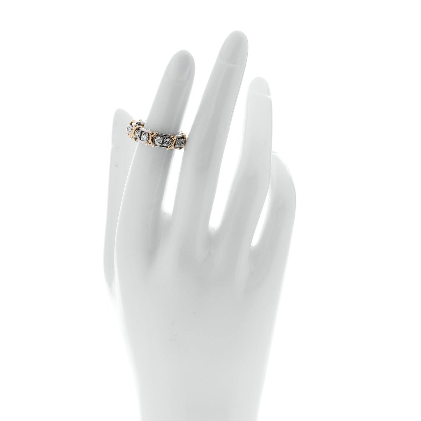 Platinum 18K Yellow Gold Diamond Schlumberger Sixteen Stone Ring 53 6.5
