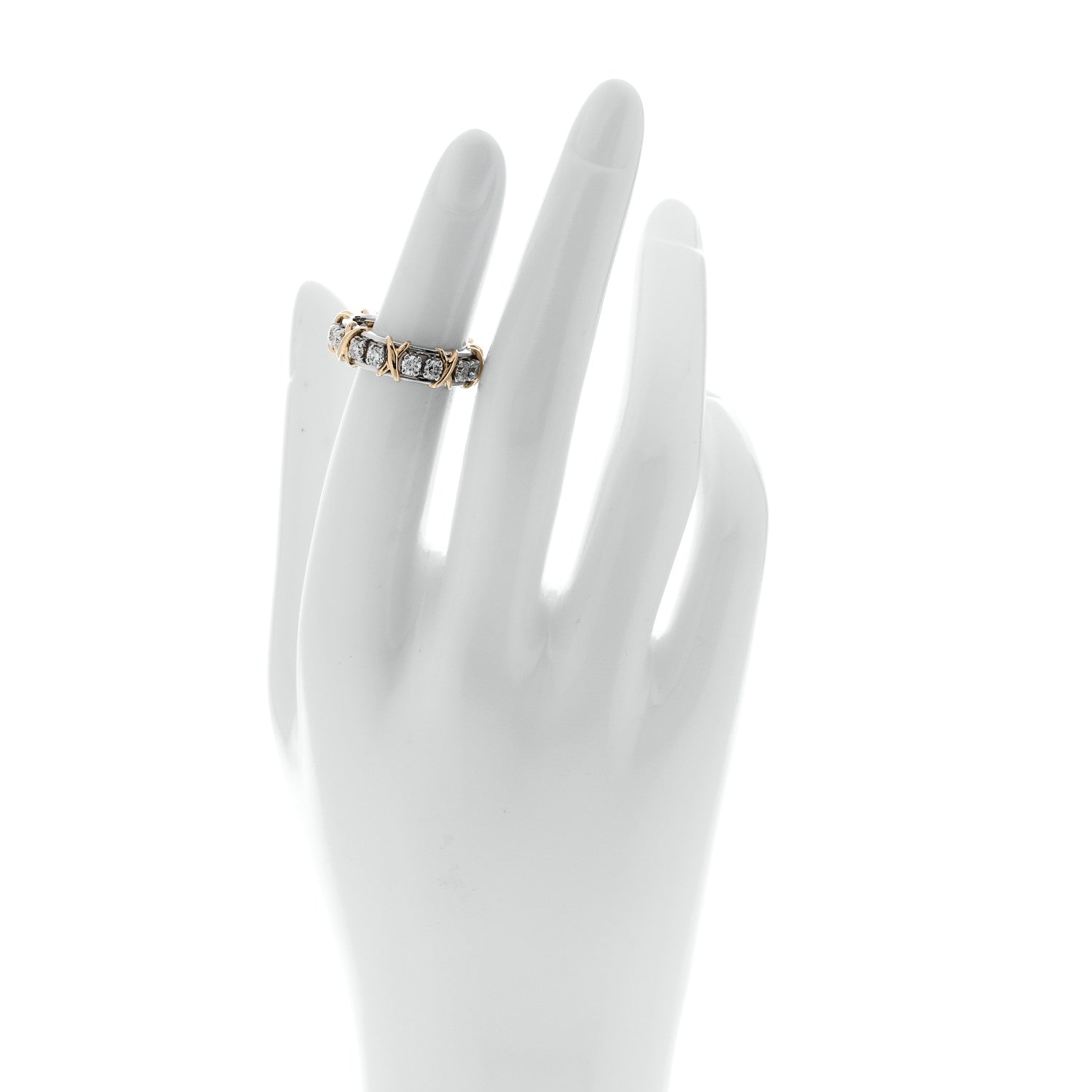 Tiffany Platinum 18K Yellow Gold Diamond Schlumberger Sixteen Stone Ring 53 6.5 2 of 6