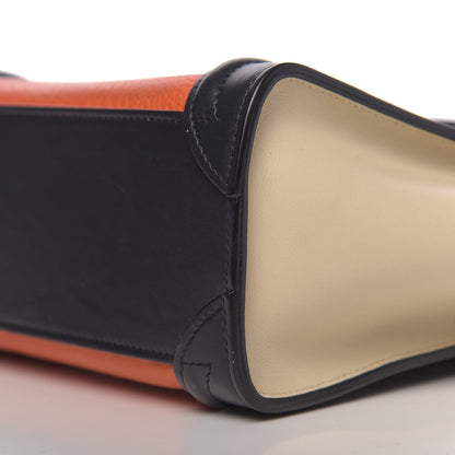 Celine Elephant Calfskin Nano Tri-Color Luggage Bright Orange 8 of 9