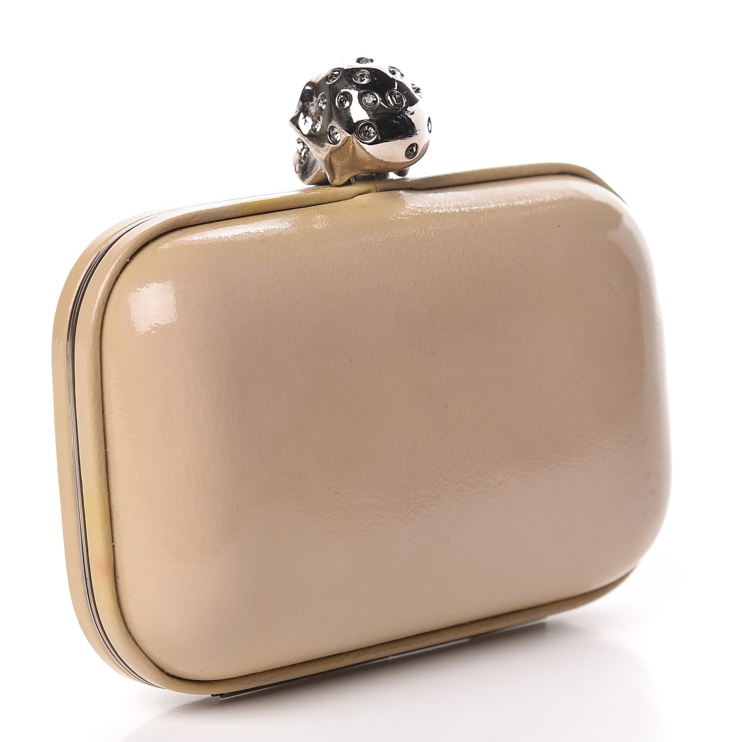 Alexander McQueen Patent Calfskin Skull Box Clutch Beige 3 of 14