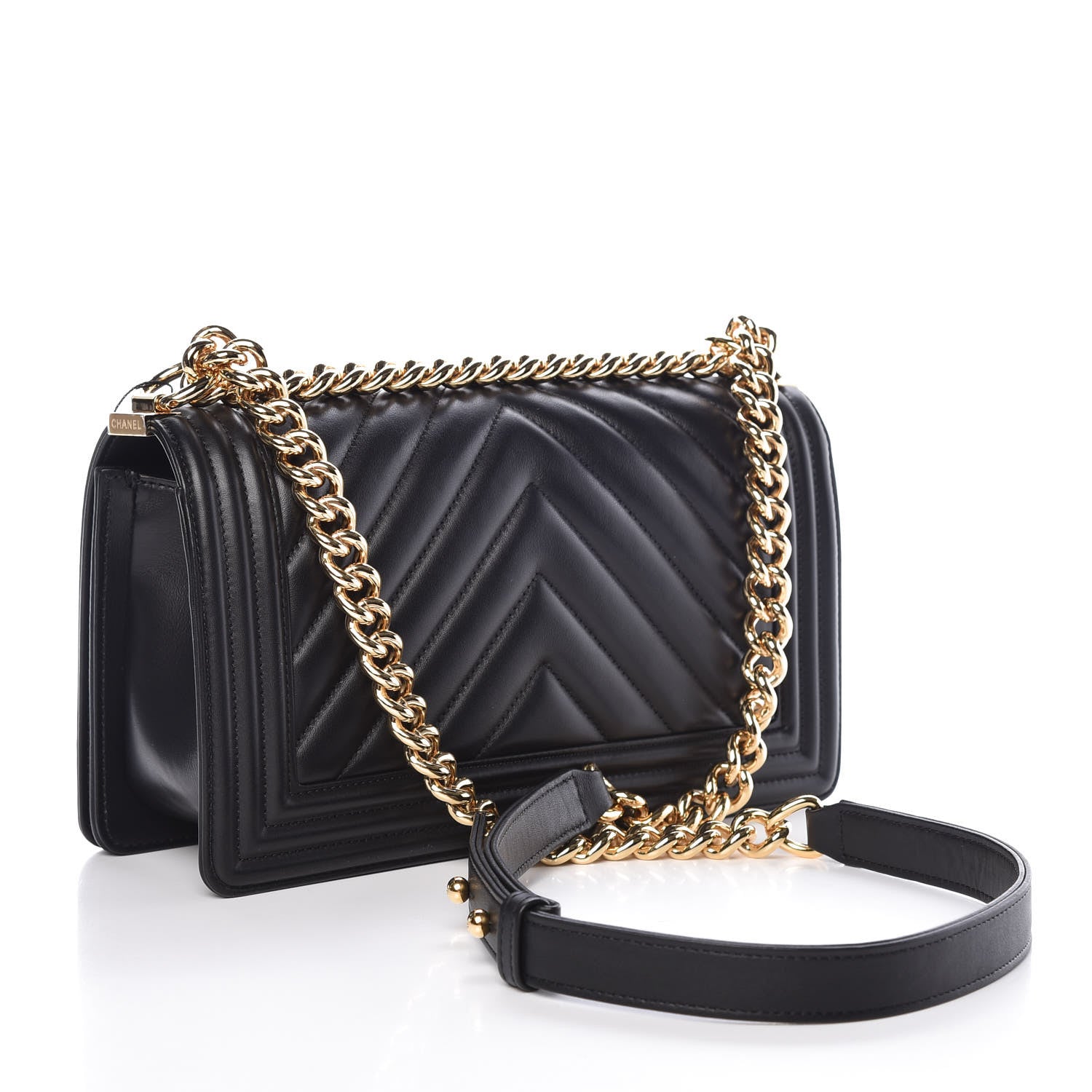 Chanel Lambskin Chevron Medium Boy Flap Black 3 of 12