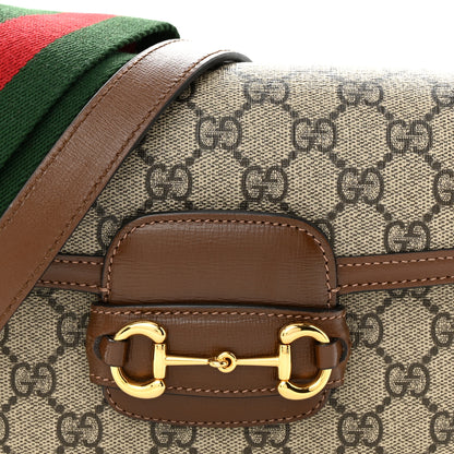 Gucci GG Supreme Monogram Azalea Calfskin Web Mini Horsebit 1955 Shoulder Bag Beige Ebony Brown Sugar 8 of 11