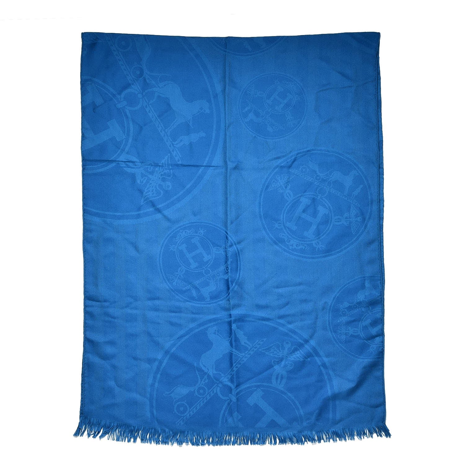 Hermes Cashmere Silk New Libris Stole Cobalt 3 of 5