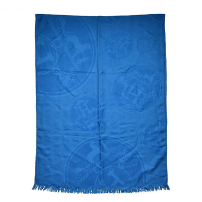 Hermes Cashmere Silk New Libris Stole Cobalt 3 of 5