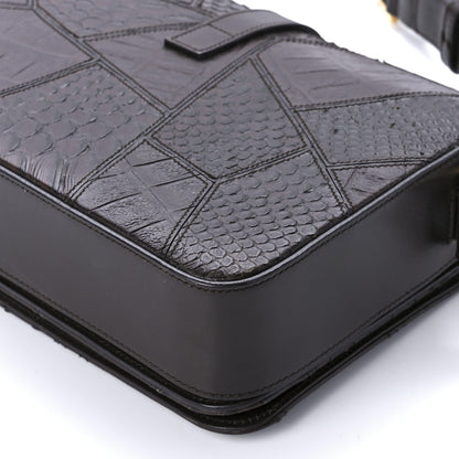 Saint Laurent Reptile Calfskin Embossed Patchwork Animal Monogram Universite Bag Brown 10 of 10