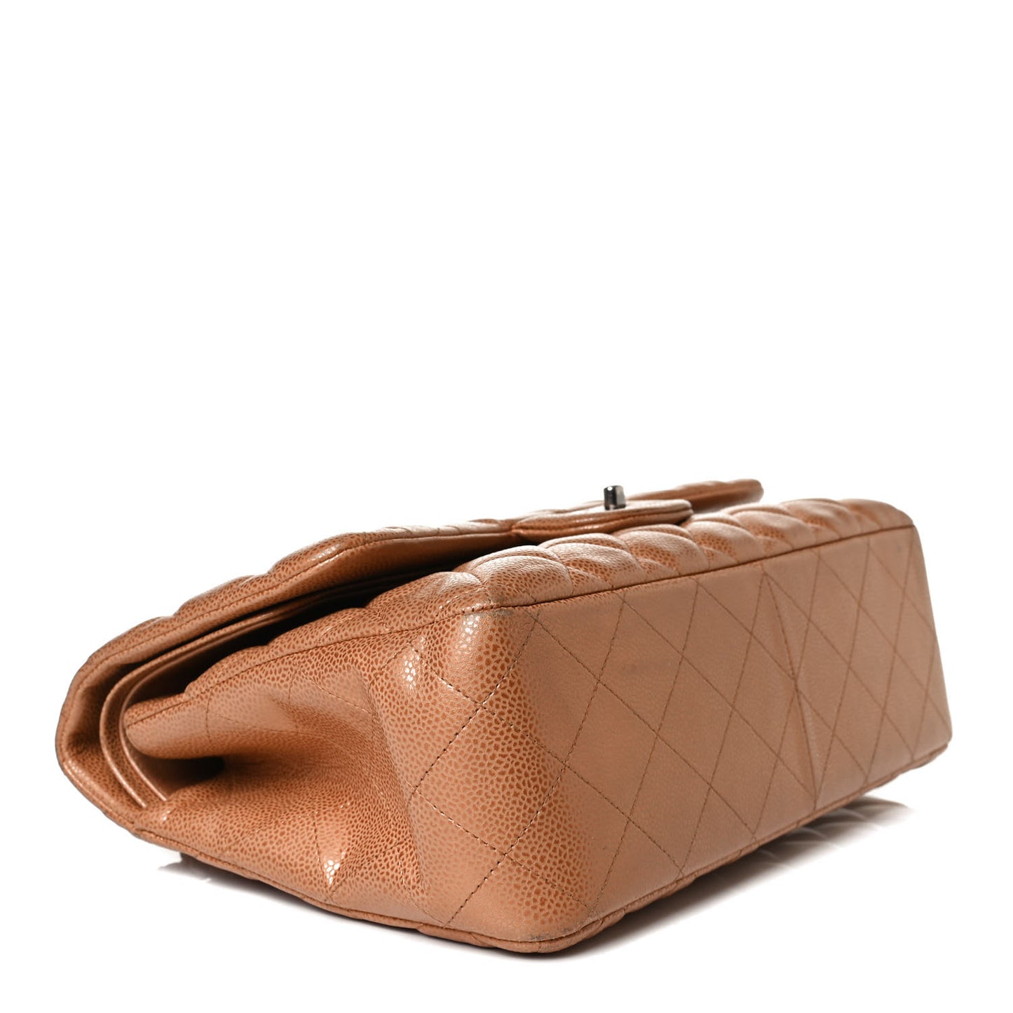 Metallic Caviar Quilted Jumbo Double Flap Copper