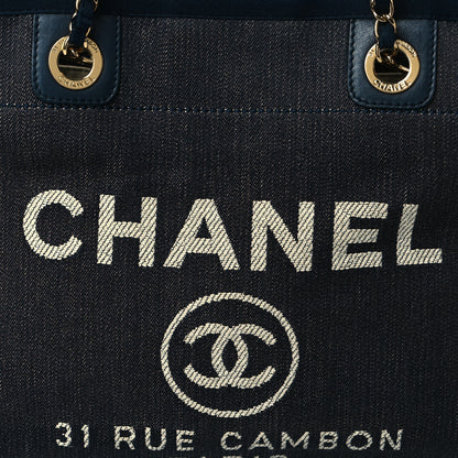 Chanel Denim Small Deauville Tote Dark Blue 8 of 10