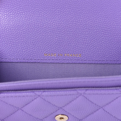Chanel Caviar Quilted Flap Card Holder Wallet Purple 9 of 11