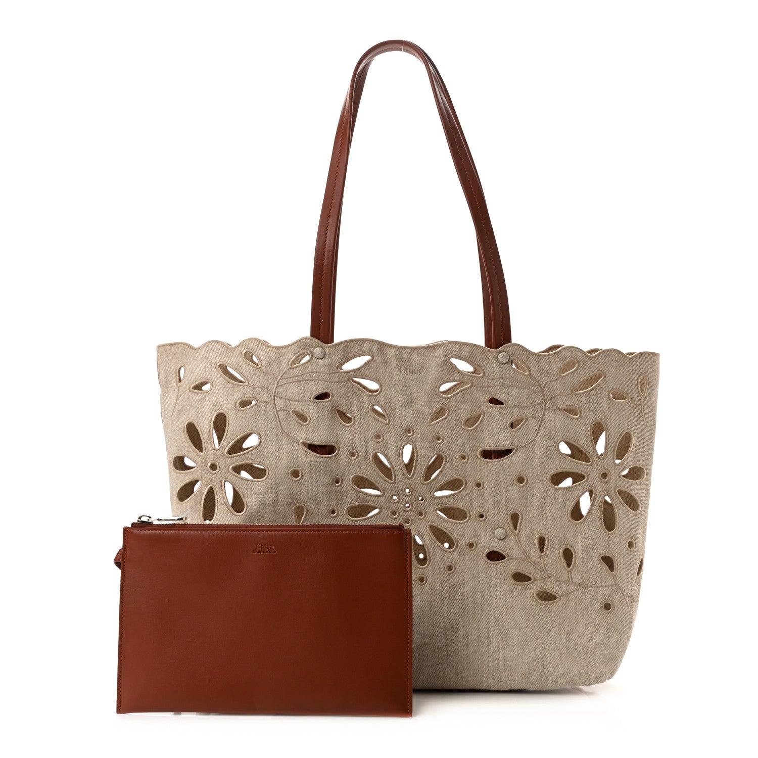 Chloe Linen Calfskin Large Kamilla North-South Tote Beige 1 of 10