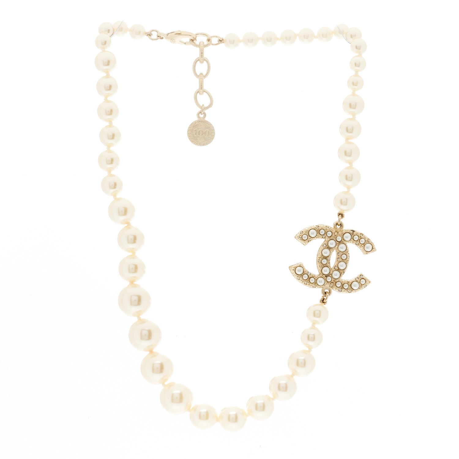 Chanel Pearl CC 100th Anniversary Necklace Light Gold 2 of 5