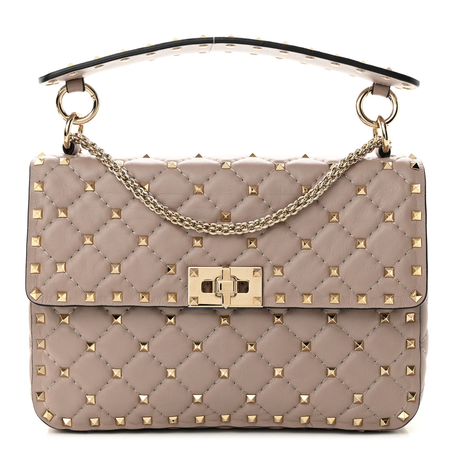 Valentino Garavani Lambskin Medium Rockstud Spike Shoulder Bag Poudre 1 of 10
