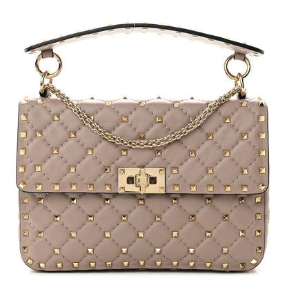 Valentino Garavani Lambskin Medium Rockstud Spike Shoulder Bag Poudre 1 of 10