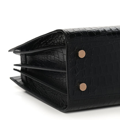 Saint Laurent Calfskin Crocodile Embossed Baby Sac De Jour Black 8 of 17