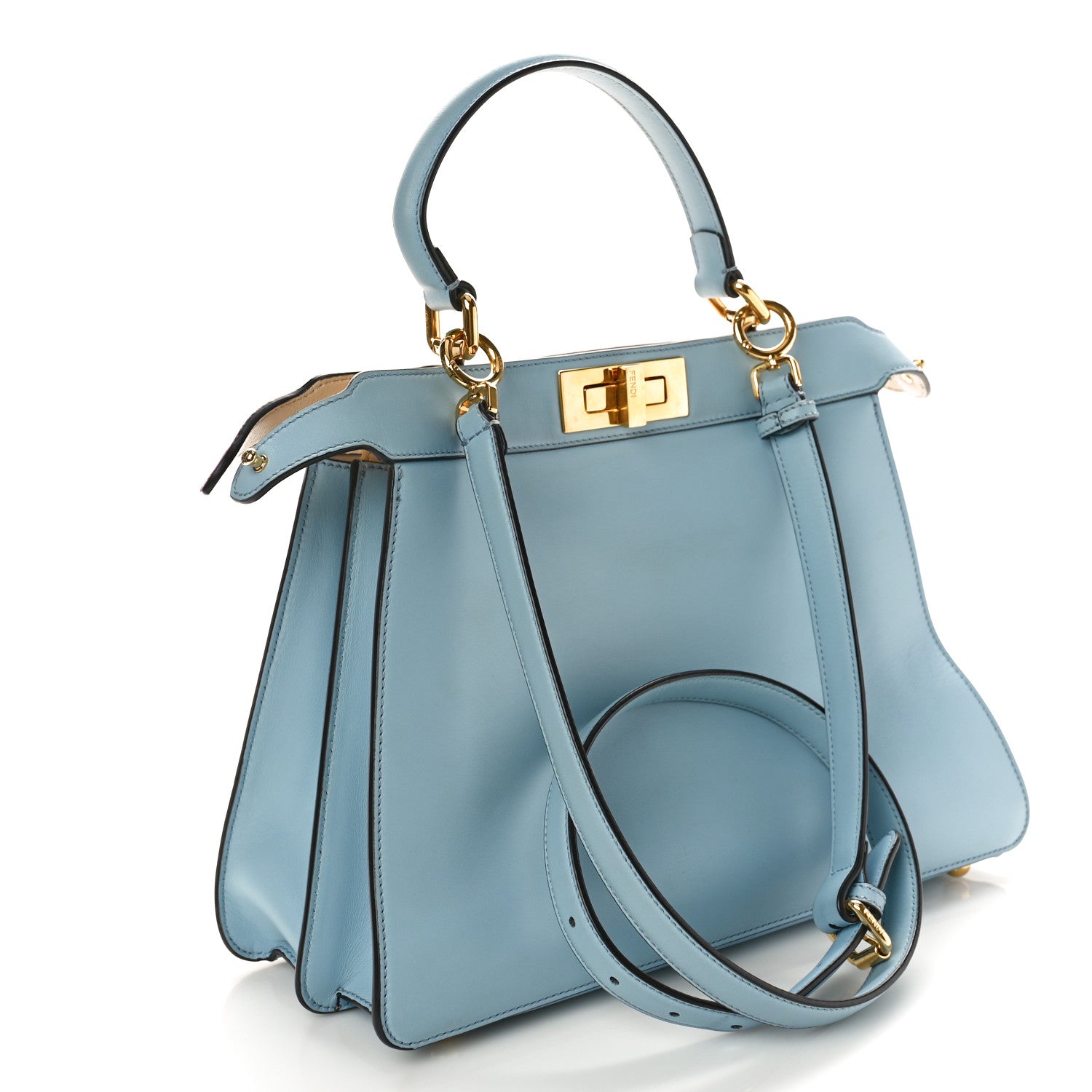 Fendi Vitello Seta Nappa Bi-Color Rainbow Girl Inlay Medium Peekaboo I SEE U Satchel Azzurro Baby Multicolor 3 of 9