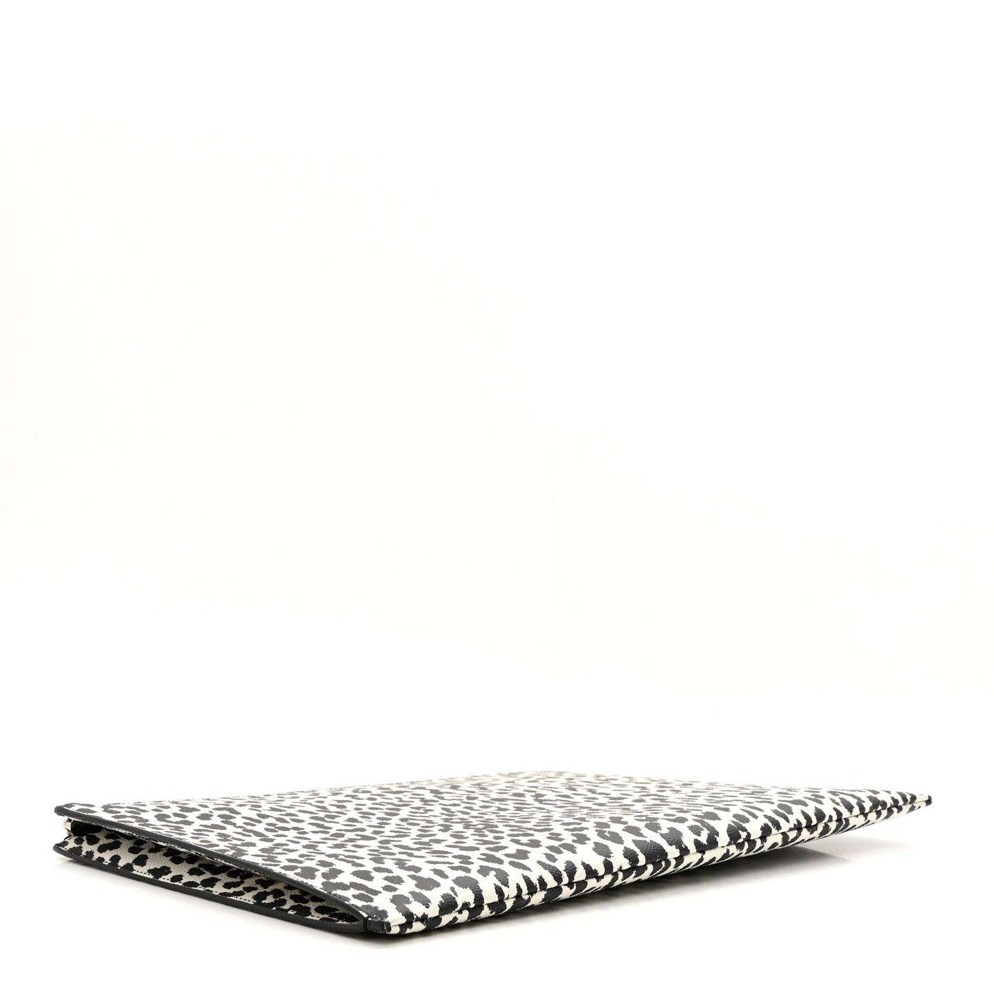Calfskin Leopard Print Zipped Tablet Holder White Black