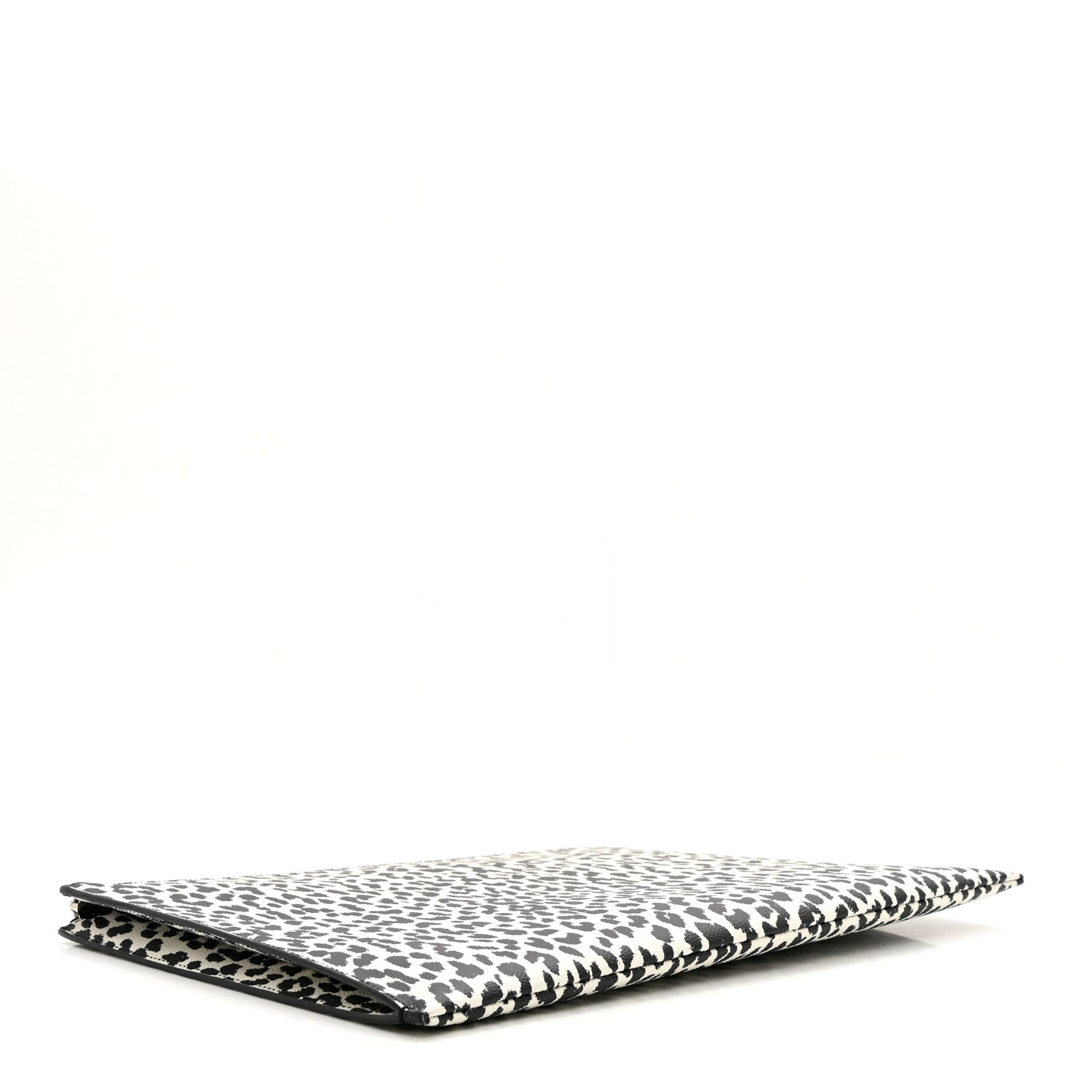 Saint Laurent Calfskin Leopard Print Zipped Tablet Holder White Black 4 of 7