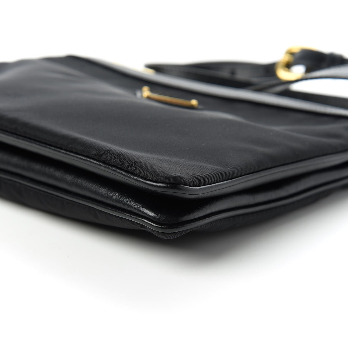 Tessuto Nylon Soft Calf Double Zip Crossbody Bag Black