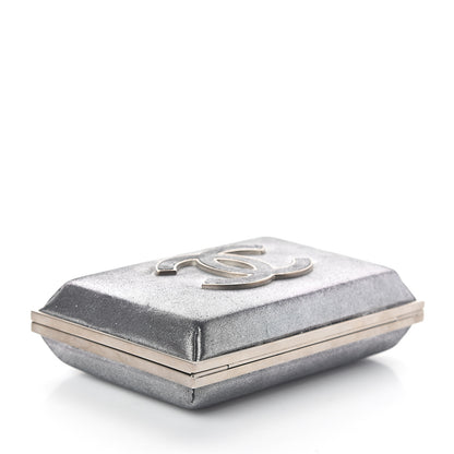 Chanel Iridescent Calfskin Quilted CC Lock Evening Clutch Silver 3 of 6