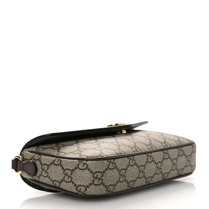 Gucci GG Supreme Monogram Textured Dollar Calfskin Web Mini Ophidia Envelope Shoulder Bag Beige Ebony 4 of 10