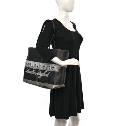 Burberry Coated Canvas Mega Check Medium Doodle Tote Black White 2 of 13