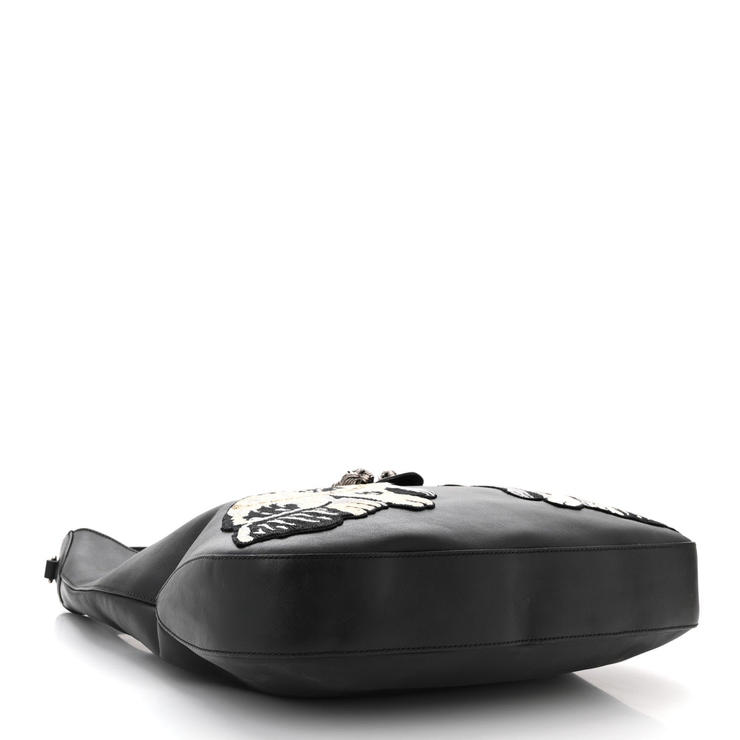 Gucci Calfskin Web Dog Embroidered Large Dionysus Hobo Black 4 of 13