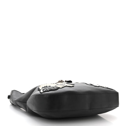 Gucci Calfskin Web Dog Embroidered Large Dionysus Hobo Black 4 of 13
