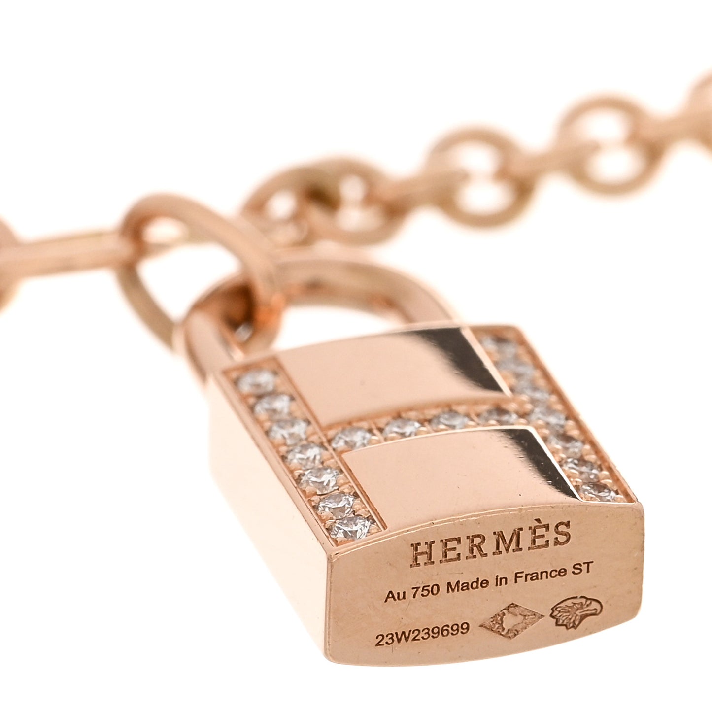 18K Rose Gold Diamond Amulettes Cadenas Bracelet ST