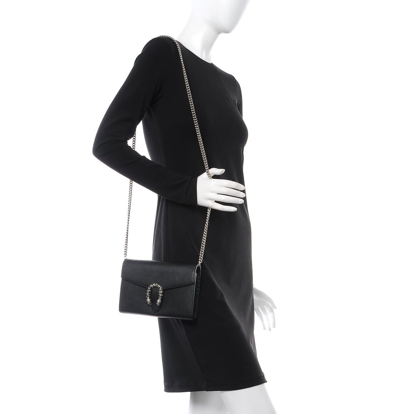 Calfskin Mini Dionysus Chain Wallet Black