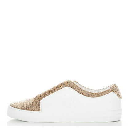 Chanel Fantasy Tweed Sneakers 39 Beige Gold 1 of 8