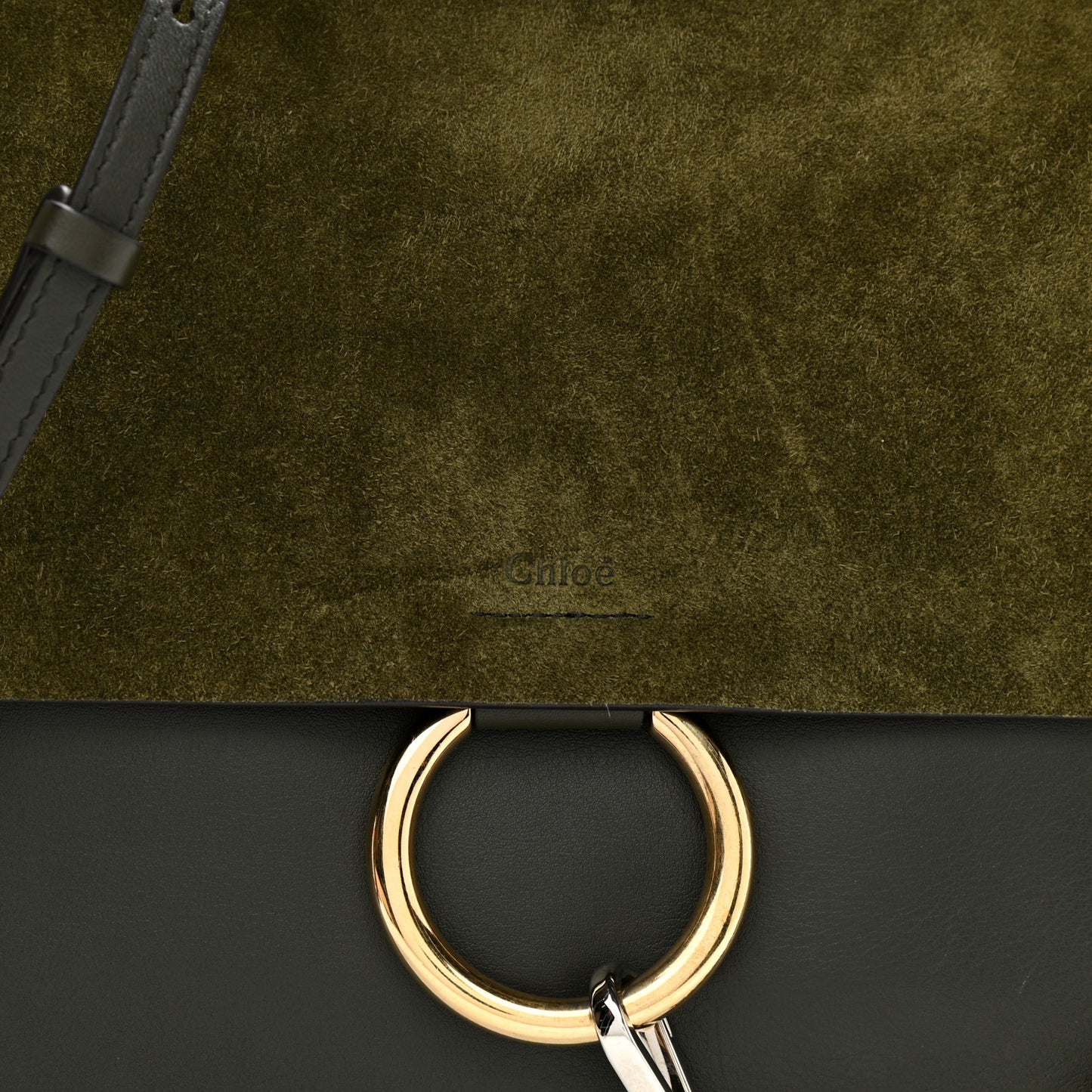 Suede Calfskin Medium Faye Shoulder Bag Deep Forest