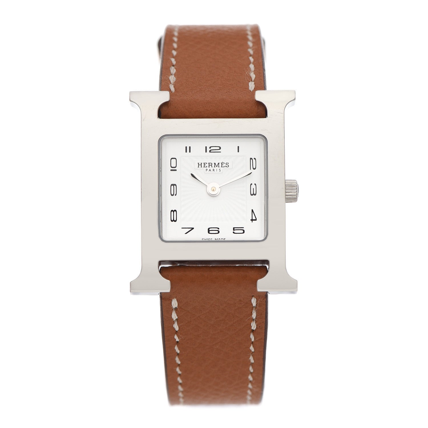 Hermes Stainless Steel Epsom 21mm Heure H Hour Quartz Watch Gold 1 of 5