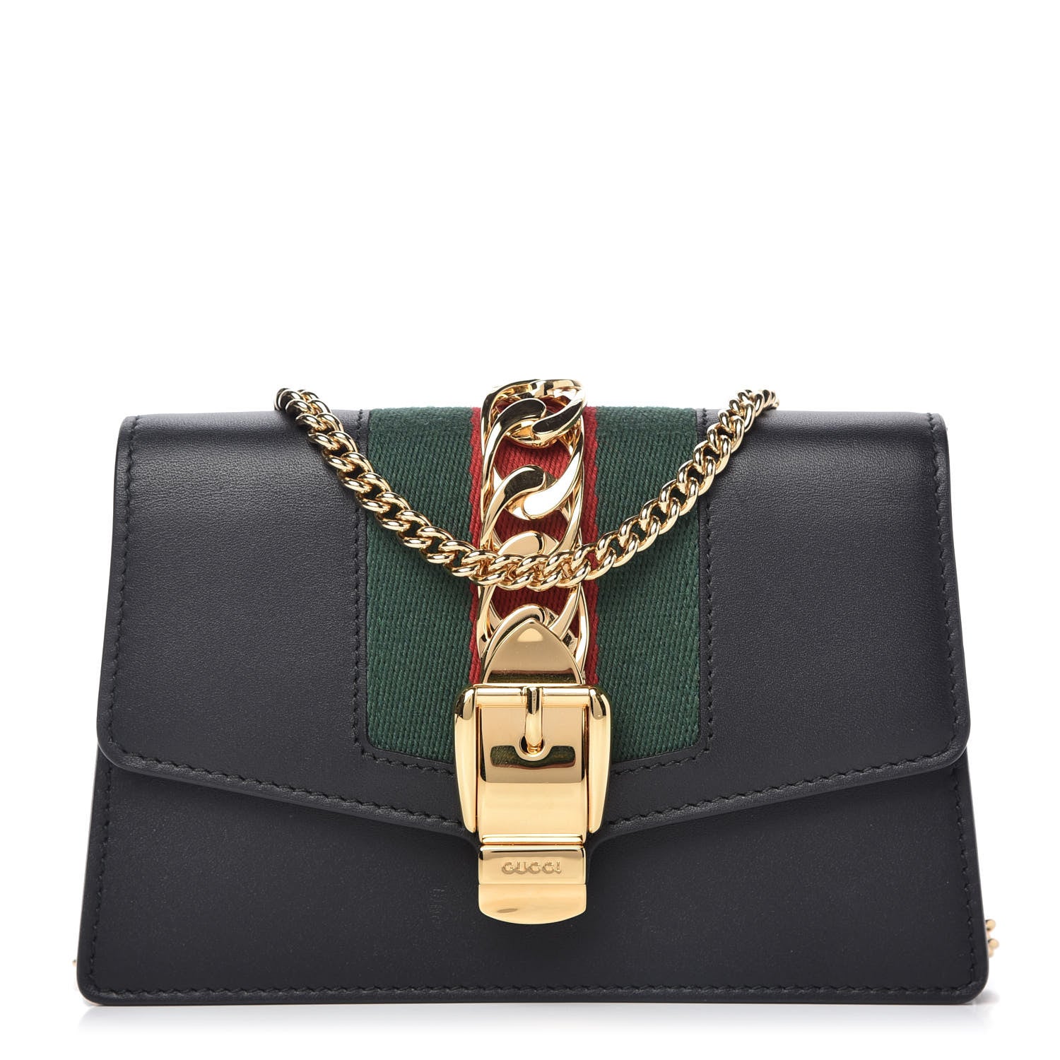 Gucci Calfskin Super Mini Sylvie Chain Shoulder Bag Black 1 of 10