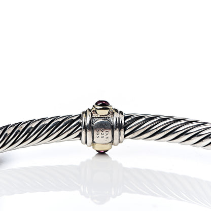David Yurman Sterling Silver 14K Yellow Gold Rhodolite Garnet Pink Tourmaline 5mm Cable Renaissance Station Bracelet 4 of 4