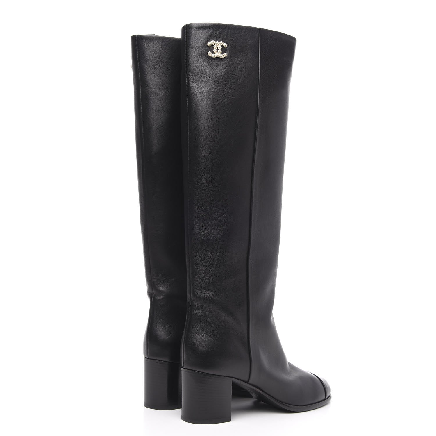 Chanel Calfskin CC High Boots 40 Black 4 of 6