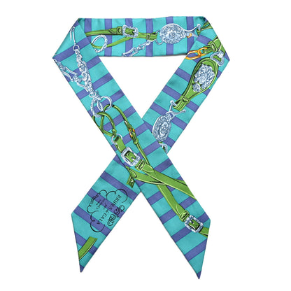 Hermes Silk Brides de Gala Bayaderes Twilly Turquoise Indigo Vert 1 of 4