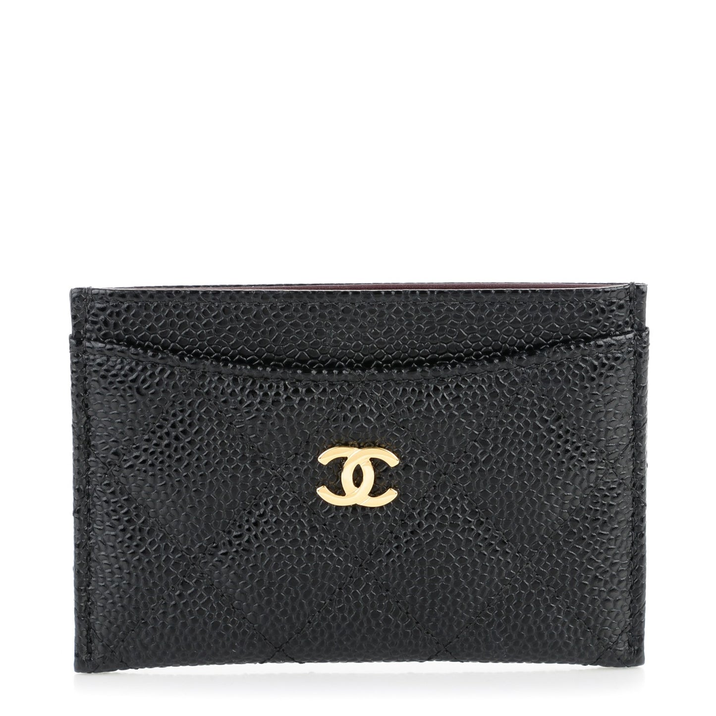 Caviar Quilted Card Holder Black